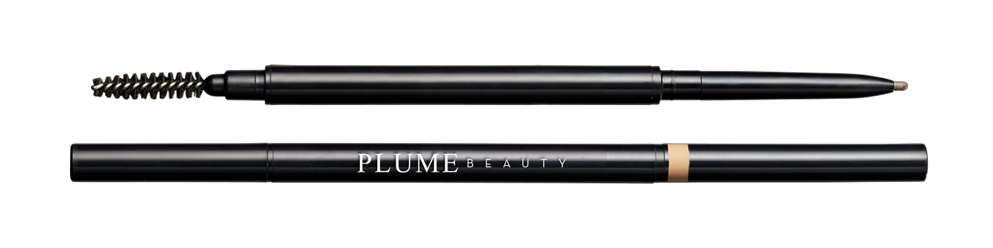 plume beauty skinny brow pencil | vegan precision brow pencil | fine tip eyebrow liner | long-lasting brow pencil | smooth glide brow pencil